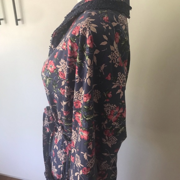 Victoria’s Secret Vintage Gold Label Long Floral Robe Size M/L Blue Sash Tie - Picture 9 of 10